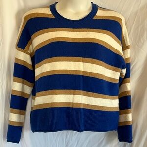 Madewell striped blue Belmore Pullover coziest textured yarn sweater Size XL